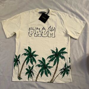 Palm Angels Cream and Green Palm/Skull Tree Tee size medium NWT